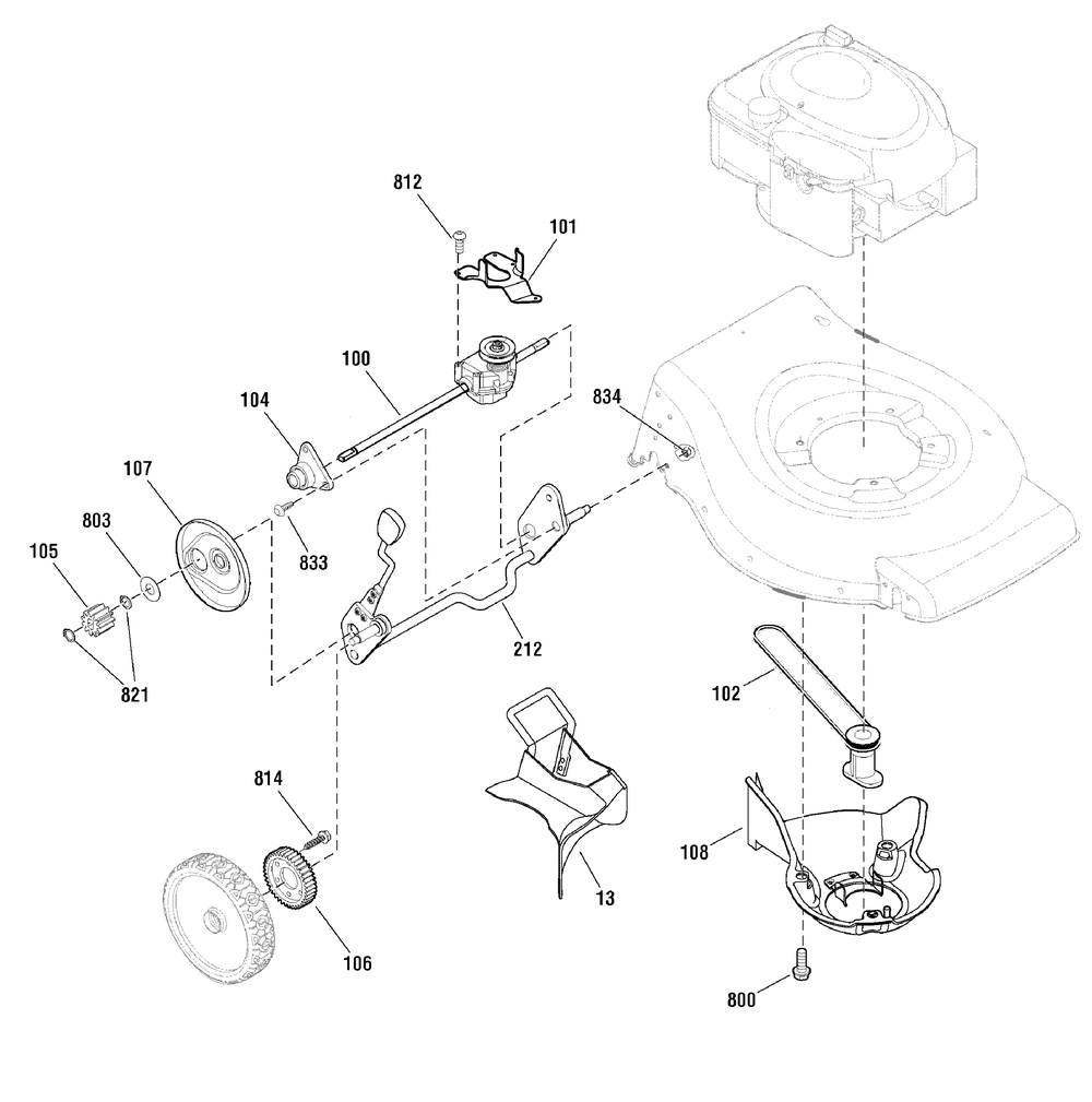 Drive Group Diagram and Parts List for 881027-MXM550 2010 Briggs and Stratton Lawn Mower
